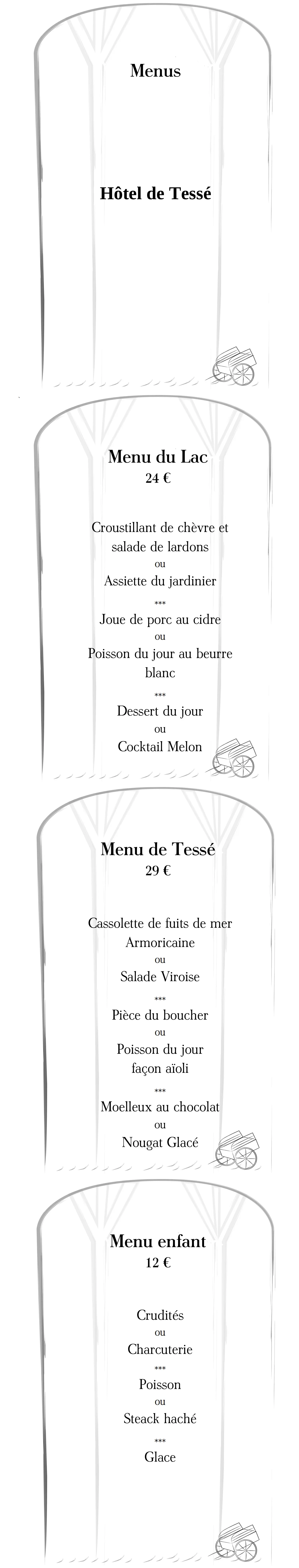 Menu 2021 Restaurant Bagnoles de l'Orne sous format image.